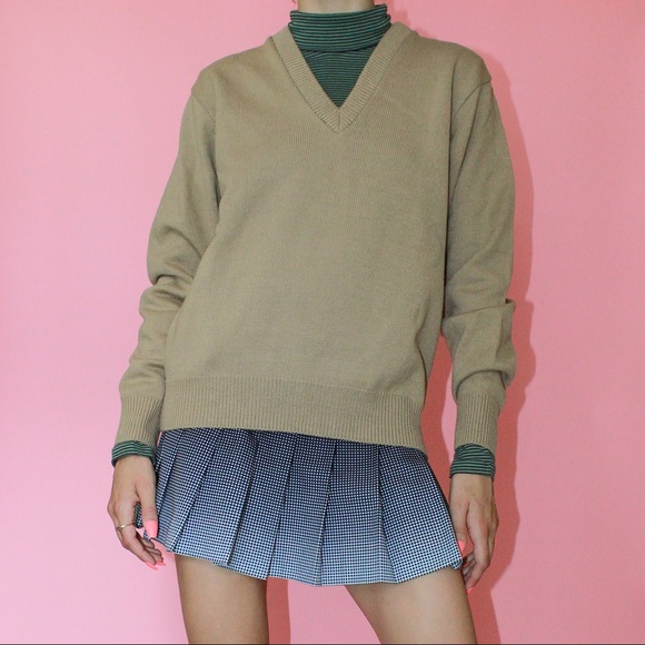 Vtg Deadstock Youth Uniform Acrylic V-Neck Sweater - Picture 1 of 10